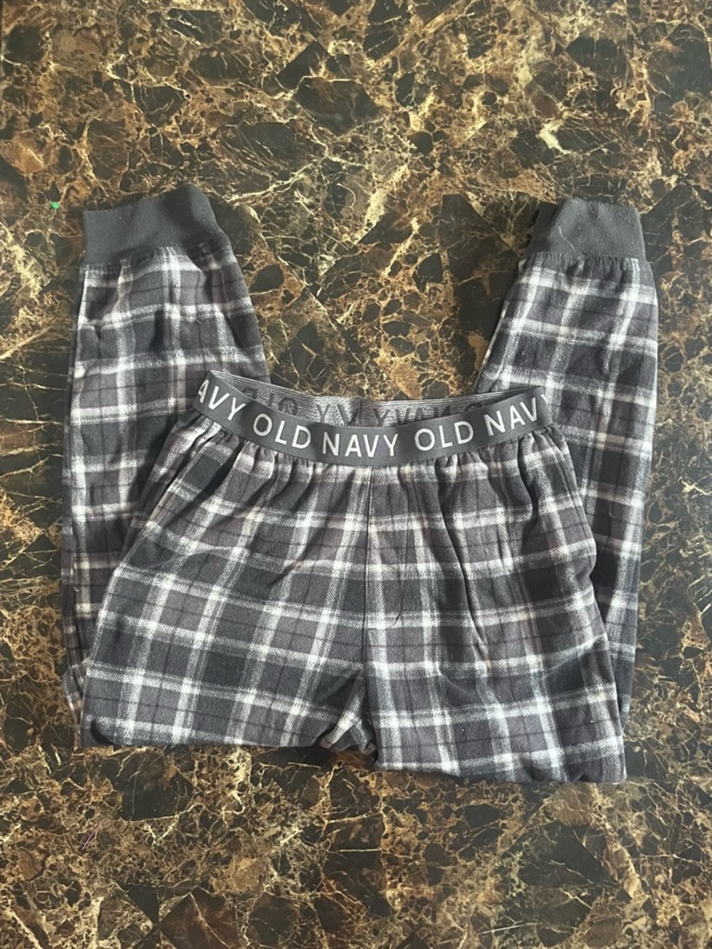Kids Old Navy Gray &  Black Plaid Flannel Jogger Pants